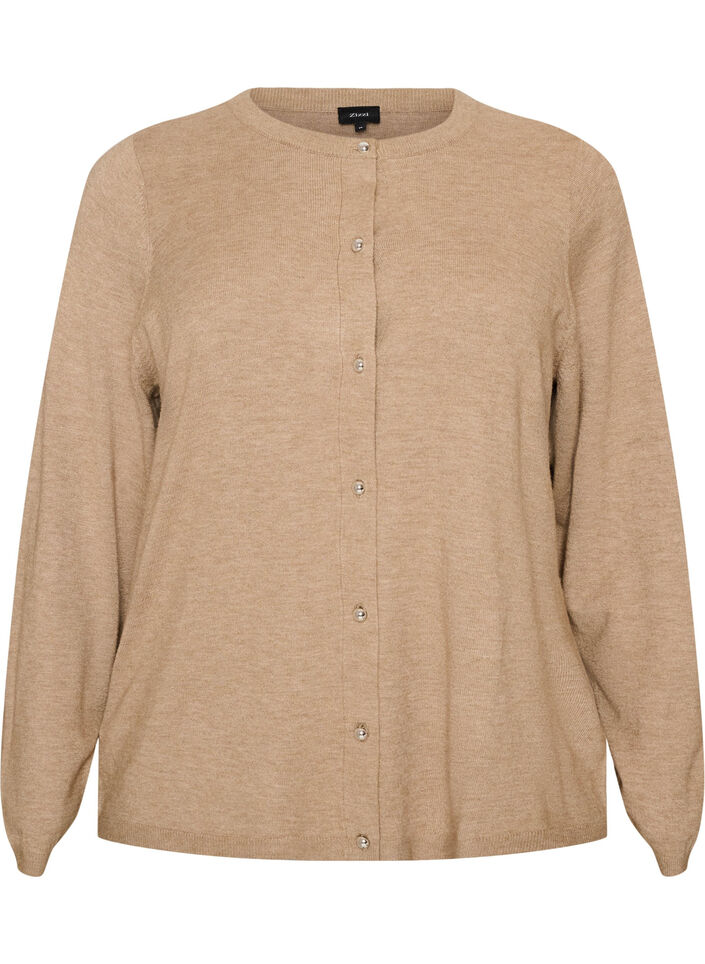 Cardigan avec des boutons ronds, Beige, Packshot image number 0