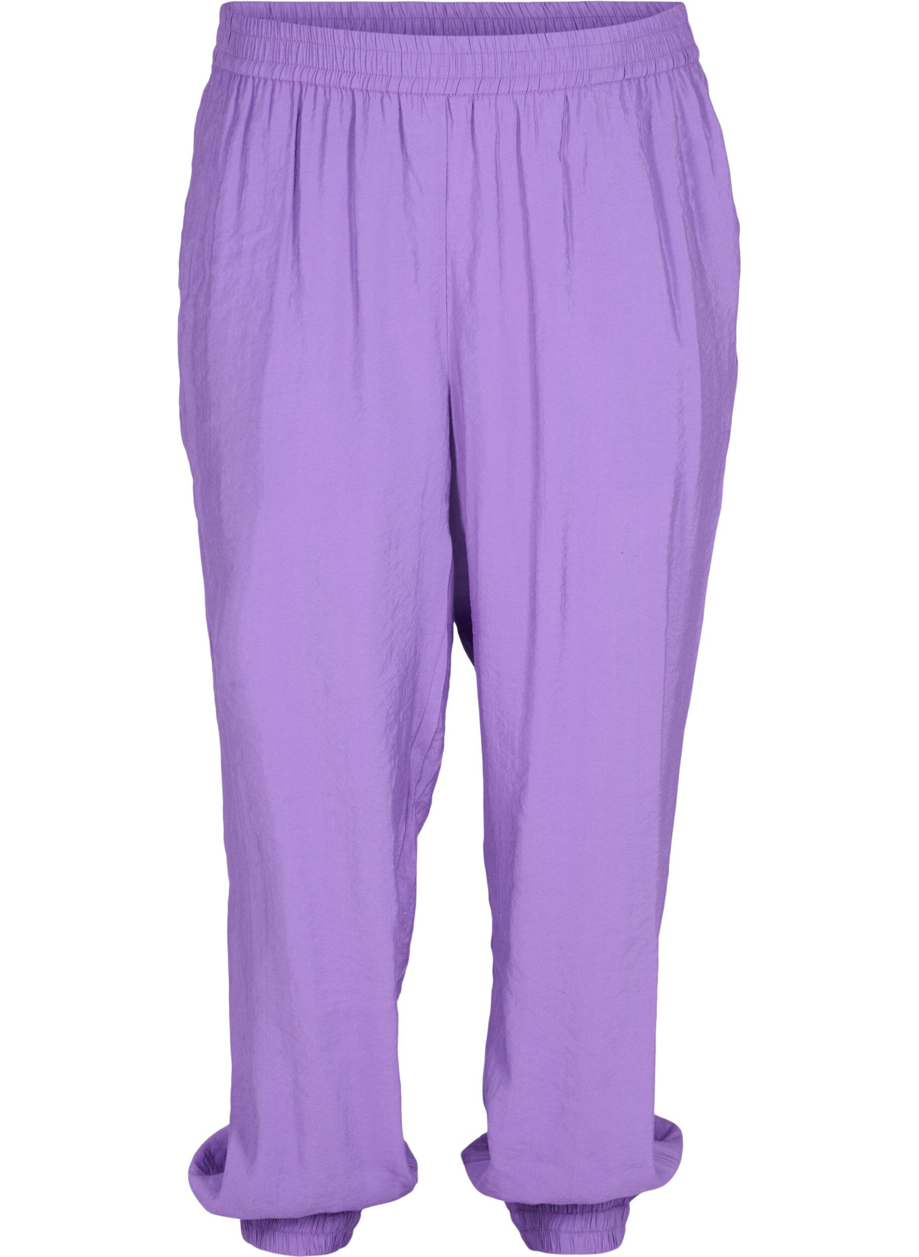 Zizzi Pantalon ample en m&eacute;lange de viscose avec bord &eacute;lastiqu&eacute;, Royal Lilac, Packshot image number 0