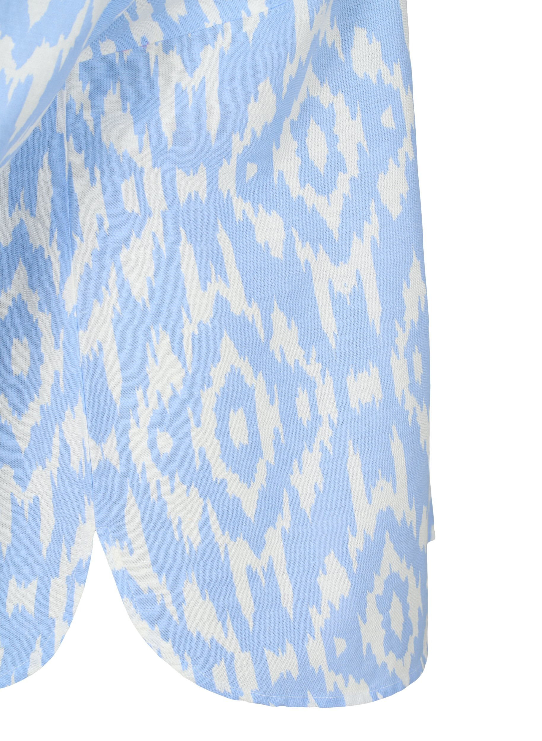 Zizzi Chemise &agrave; motifs avec du lin, Serenity AOP, Packshot image number 3