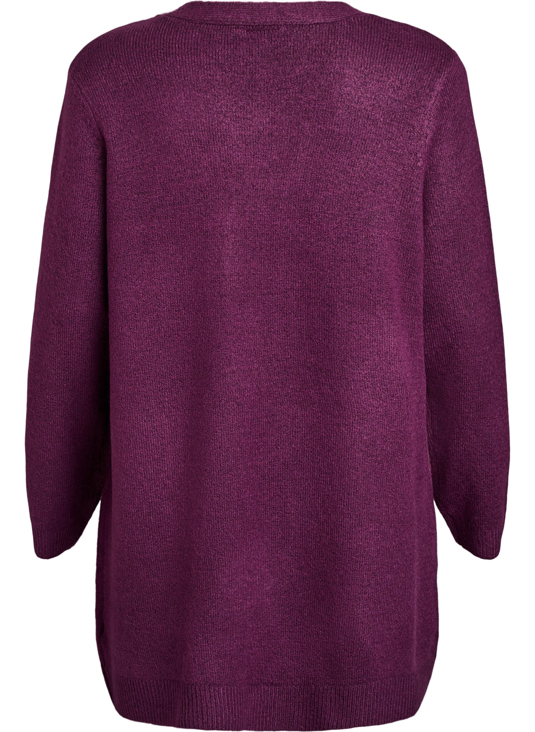 Zizzi Long cardigan tricot&eacute; avec poches, Violet, Packshot image number 1