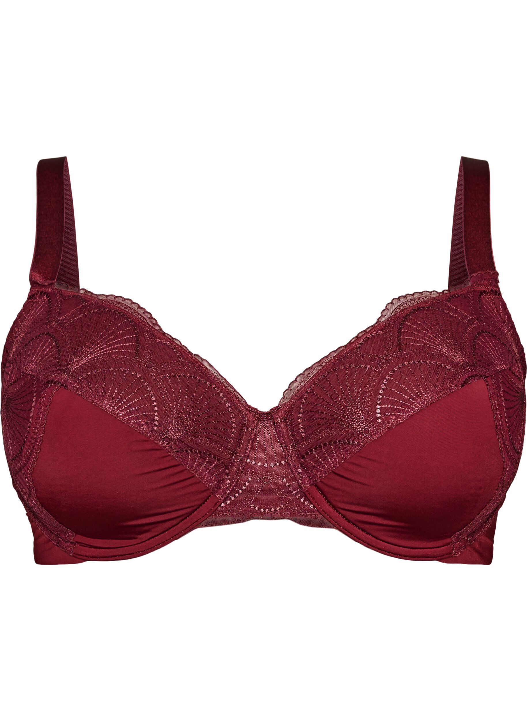 ZizziSoutien-gorge rembourr&eacute; &agrave; armatures avec dentelle et dos en U, Bordeaux, Packshot image number 0