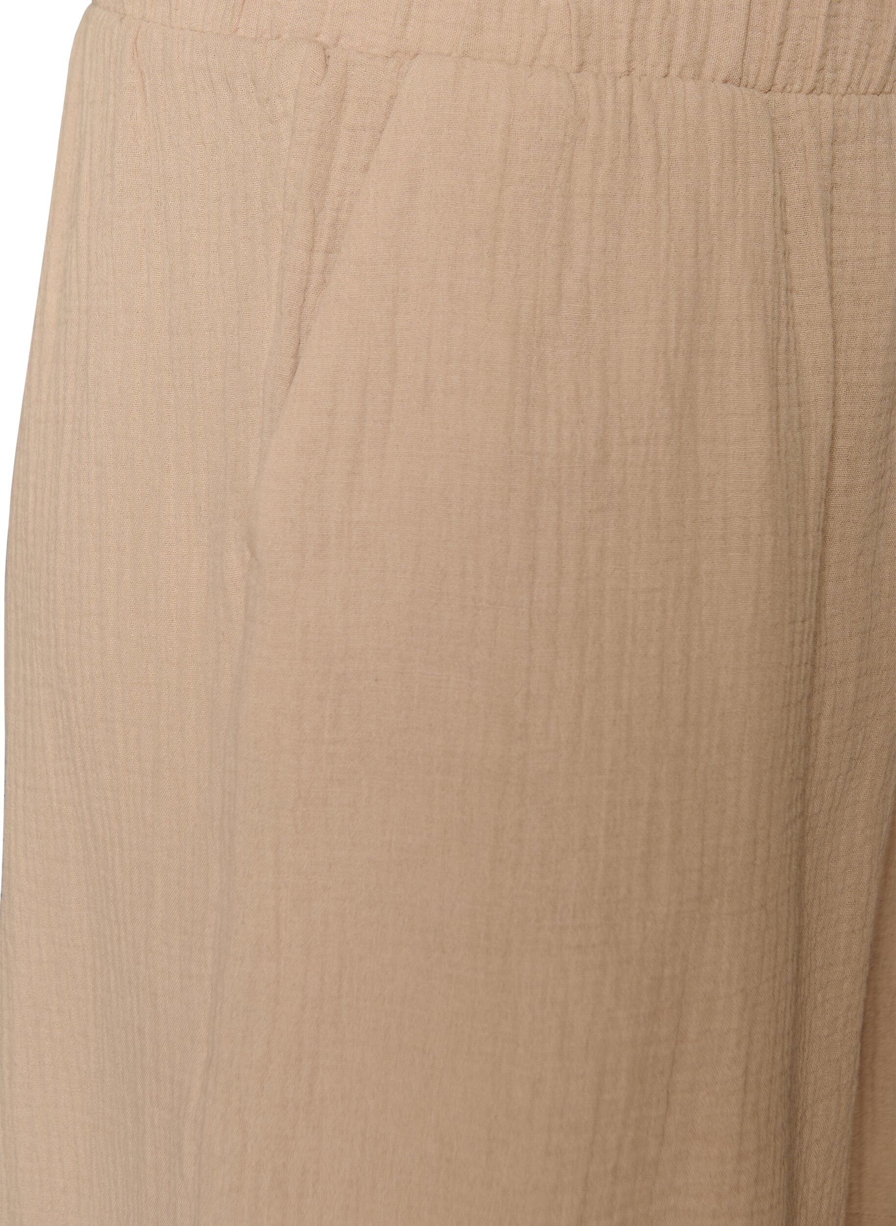 Zizzi Short taille haute en mousseline de coton, Beige, Packshot image number 2