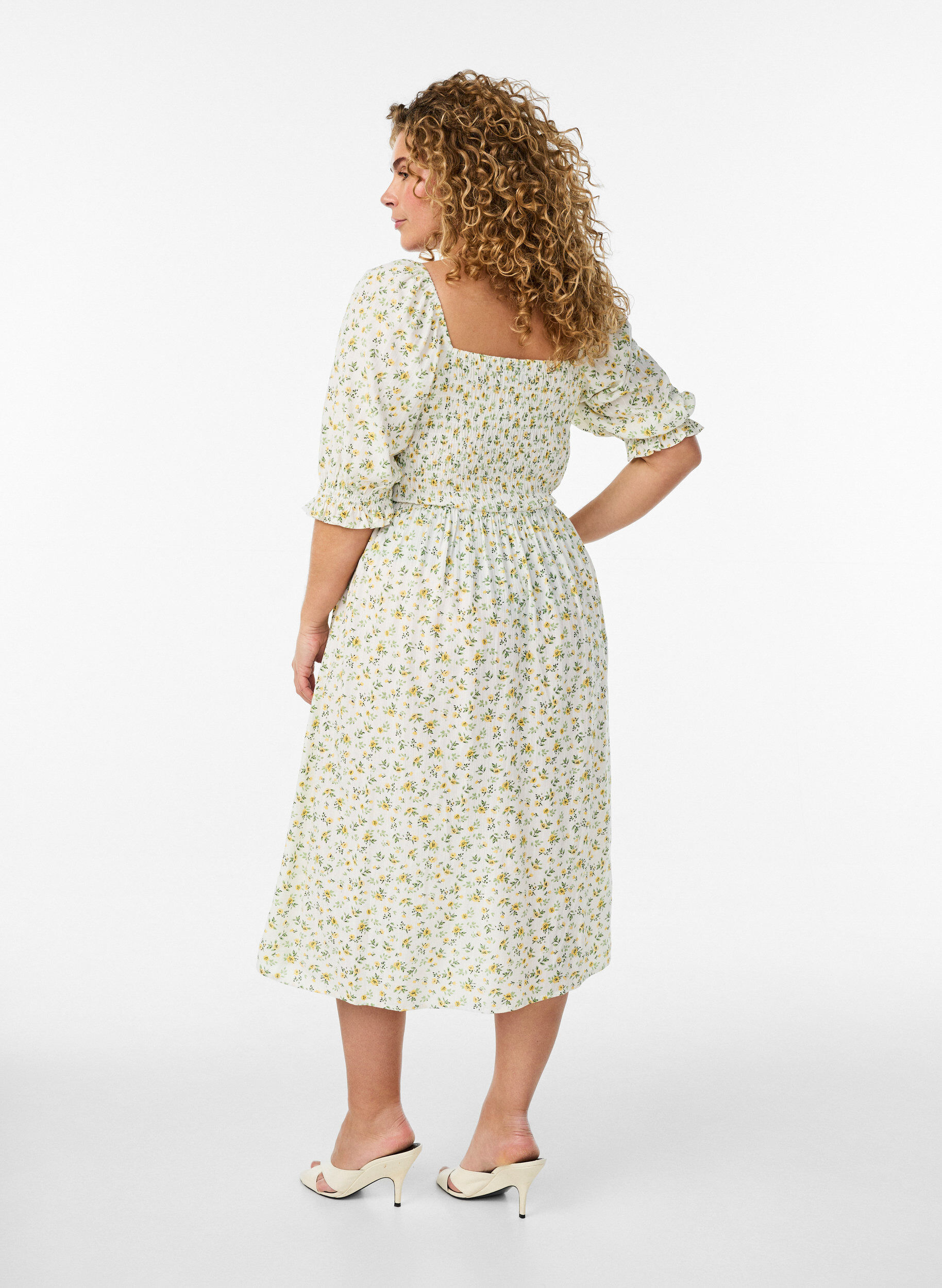 ZizziRobe d'&eacute;t&eacute; florale en viscose, Blanc, Model image number 1