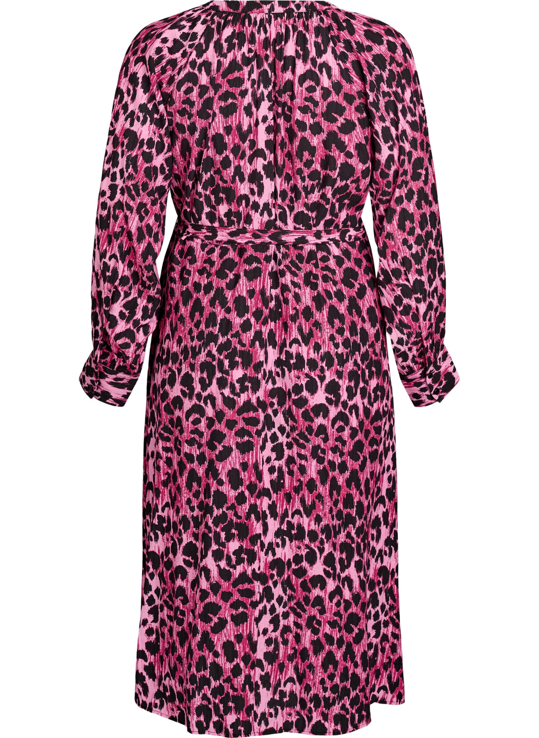 Zizzi Robe midi avec boutonnage et ceinture &agrave; nouer, Rose, Packshot image number 1