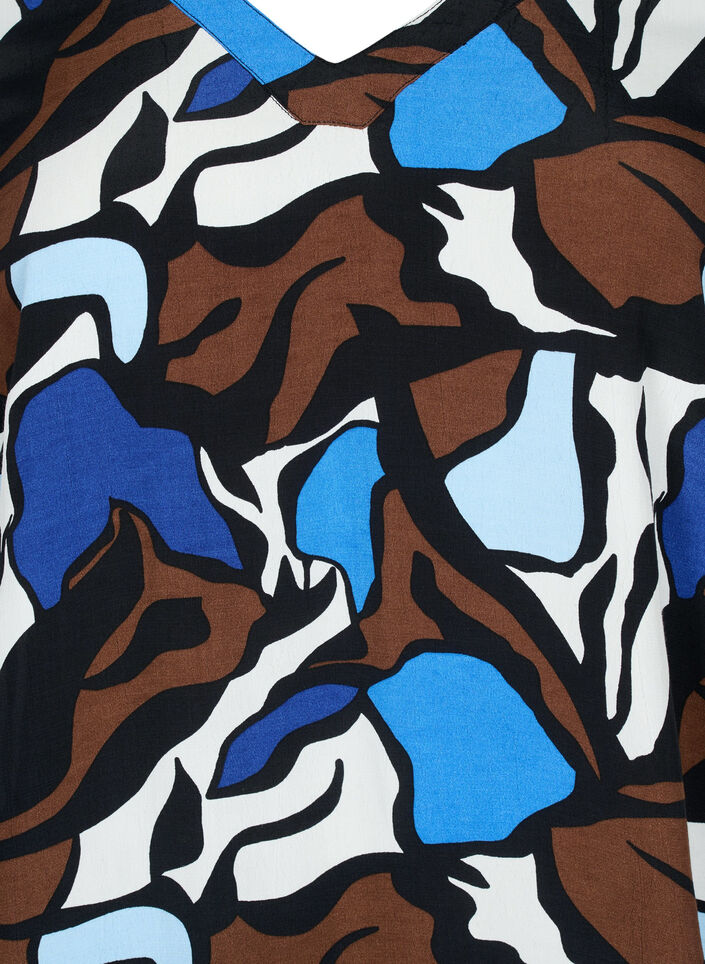 Blouse en viscose avec imprimé et smock, Zafia AOP, Packshot image number 2