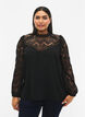 Blouse manches longues avec dentelle, Black, Model image number 0