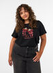 T-shirt de No&euml;l en coton bio, Noir, Model image number 0