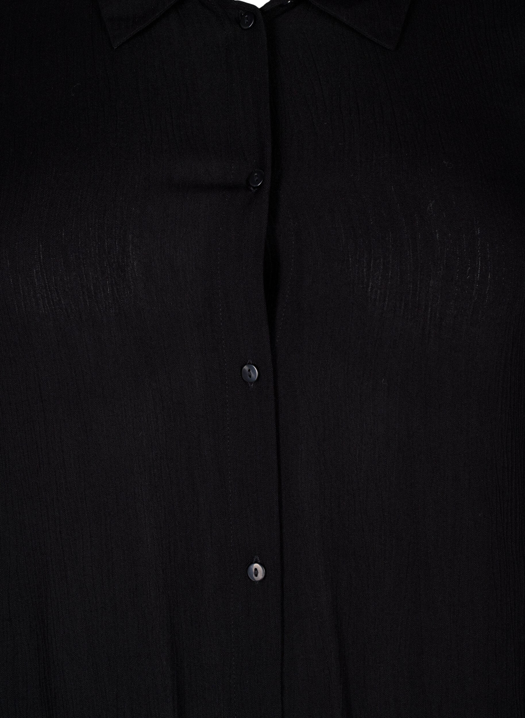 Zizzi Robe chemise &agrave; manches courtes en viscose, Black, Packshot image number 2