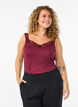 Top en viscose avec bord en dentelle, Bordeaux, Model image number 0