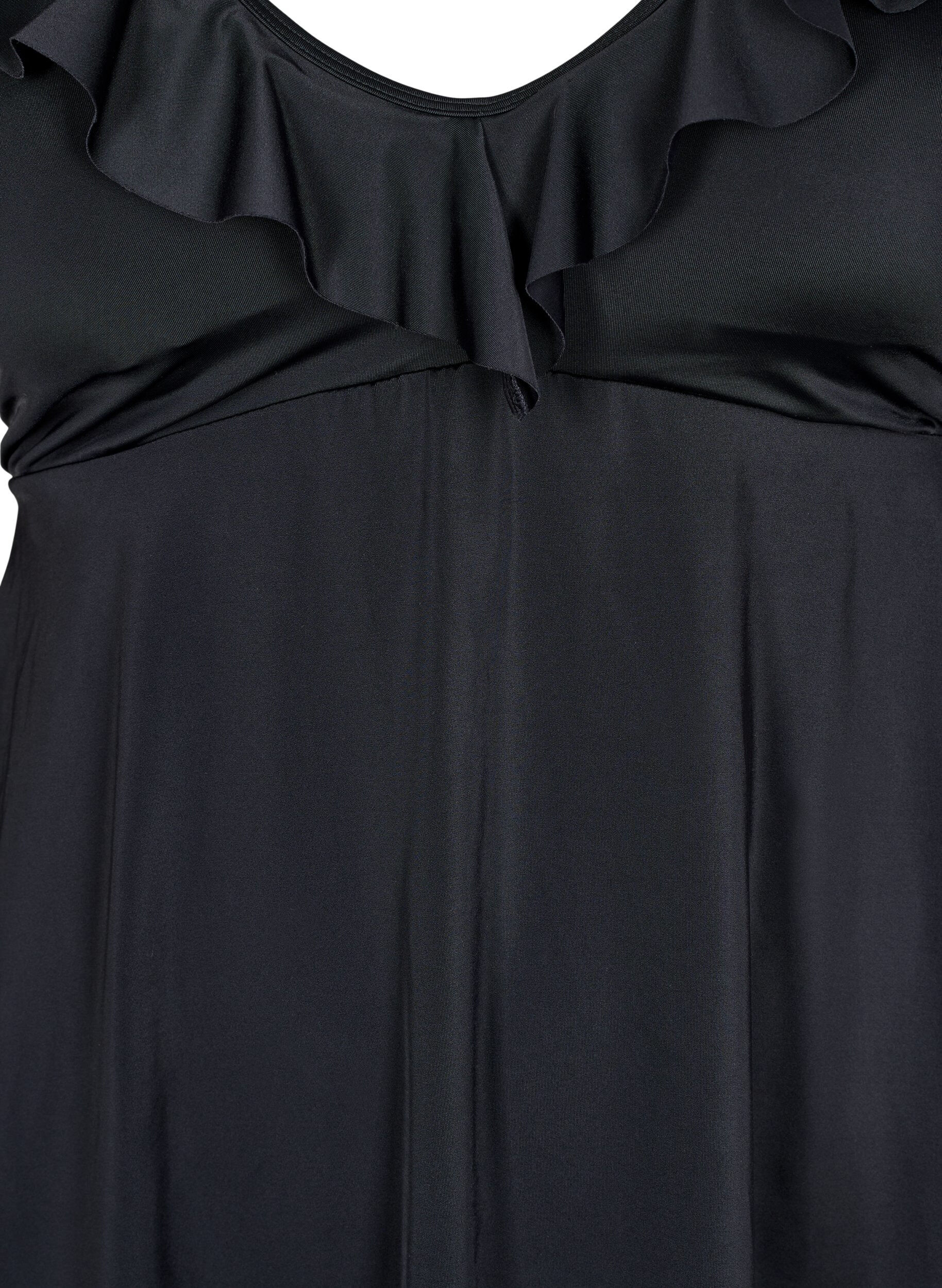 Zizzi Maillot de bain avec volants et rembourrage amovible, Noir, Packshot image number 2