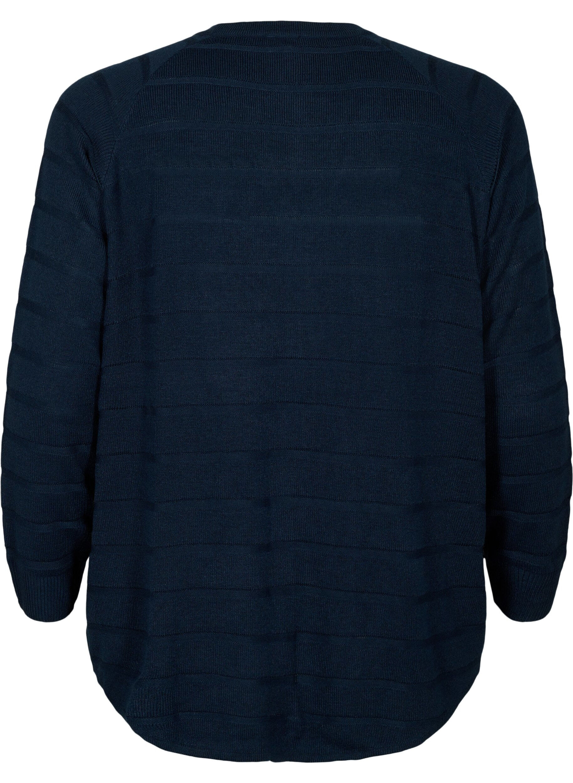 Zizzi Cardigan ray&eacute; ton sur ton, Navy Blazer, Packshot image number 1