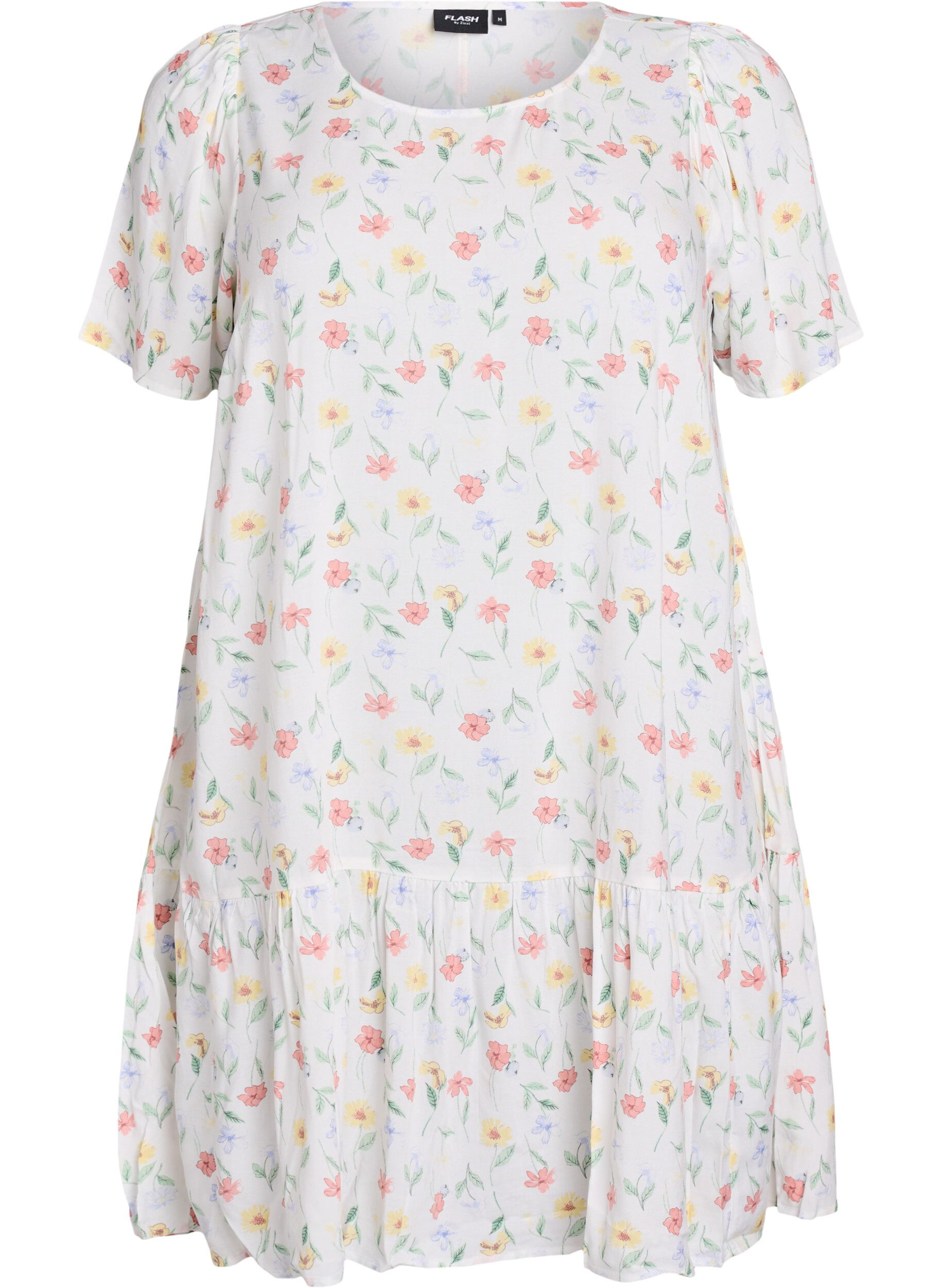 Zizzi Robe en viscose avec d&eacute;coupe, Blanc, Packshot image number 0