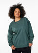 Sweat-shirt ample à l'aspect délavé, Vert foncé, Model image number 0