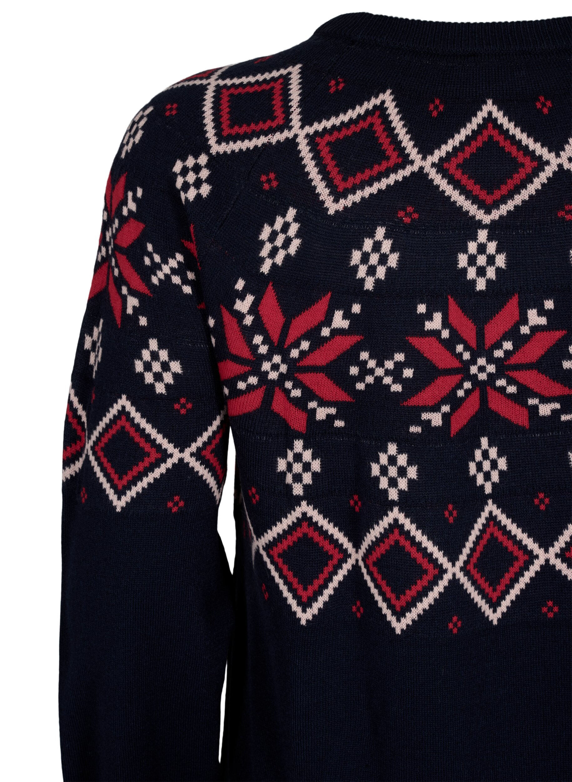 Zizzi Robes de No&euml;l en tricot, Navy Blazer Comb, Packshot image number 3