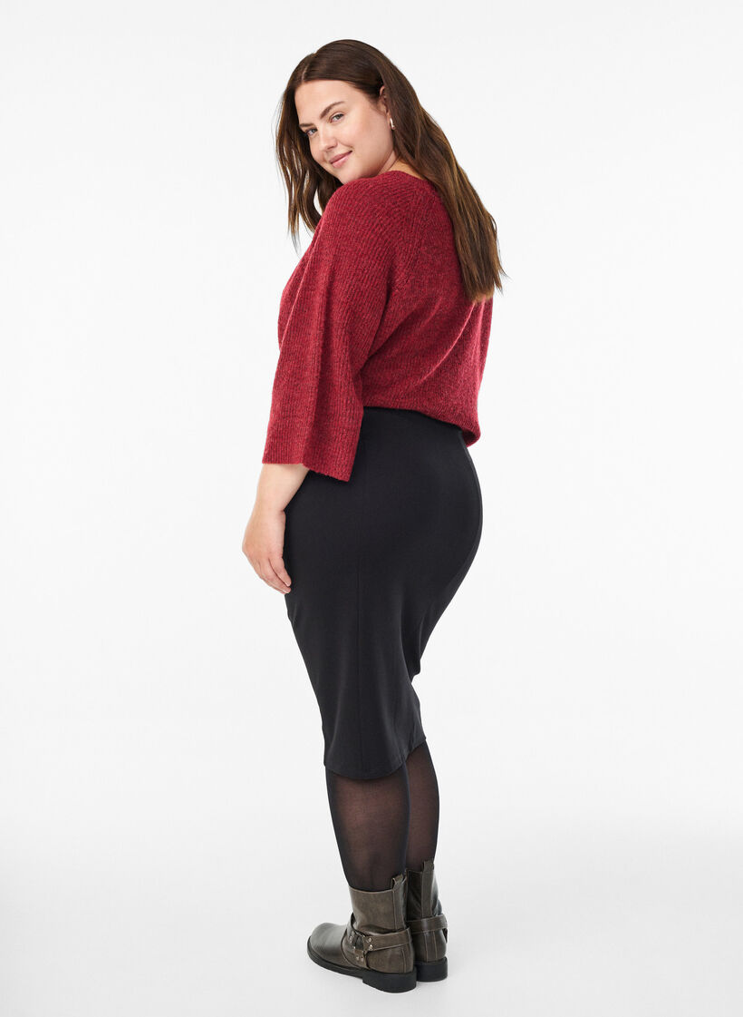 Jupe moulante avec &eacute;lastique &agrave; la taille, Noir, Model image number 1