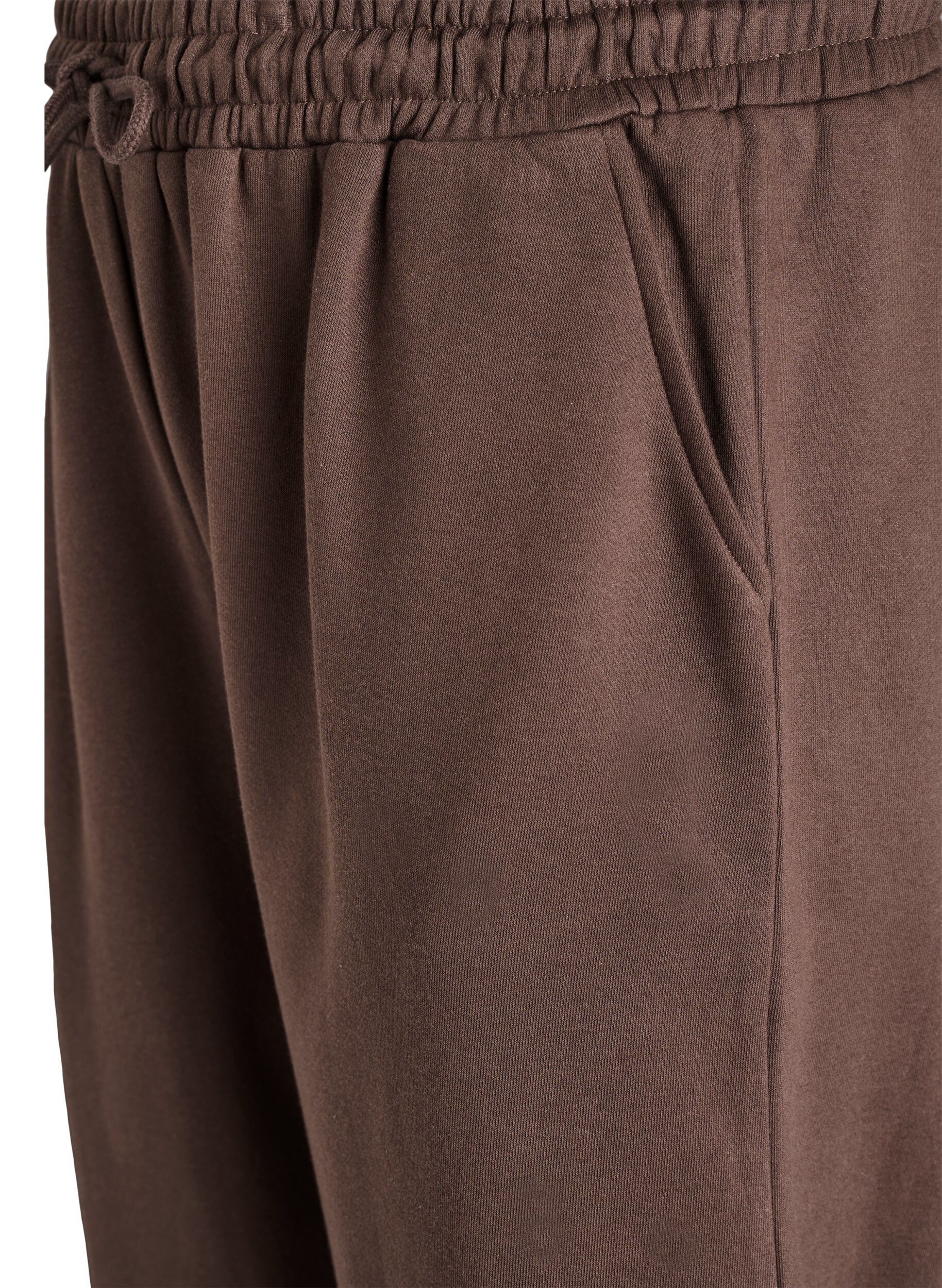 Zizzi Pantalon de jogging taille haute avec poches, Marron, Packshot image number 2