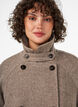 Manteau long en laine &agrave; col montant et double boutonnage, Marron, Model image number 4