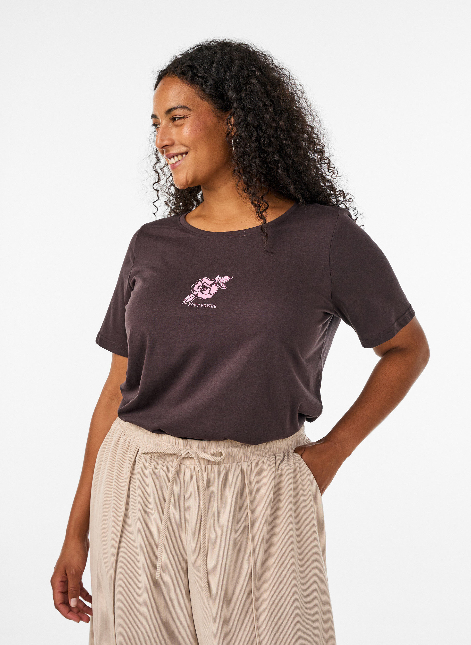 ZizziT-shirt imprim&eacute;, Marron, Model image number 0