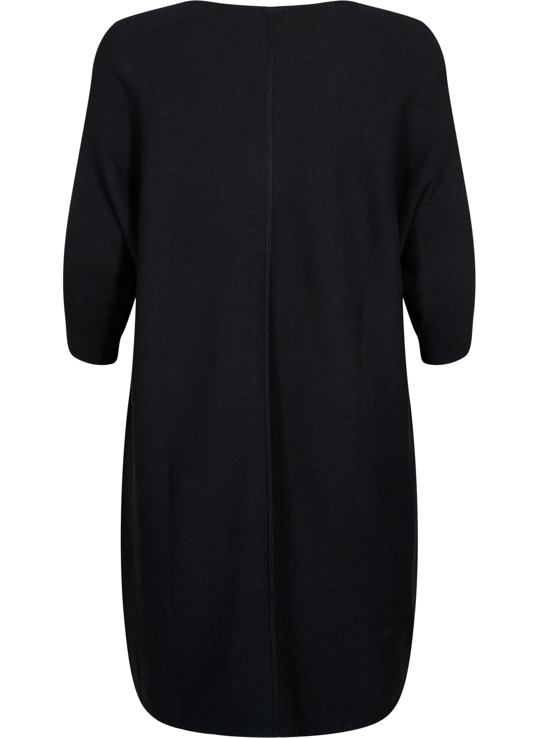 Zizzi Robe c&ocirc;tel&eacute;e &agrave; manches 3/4, Black, Packshot image number 1