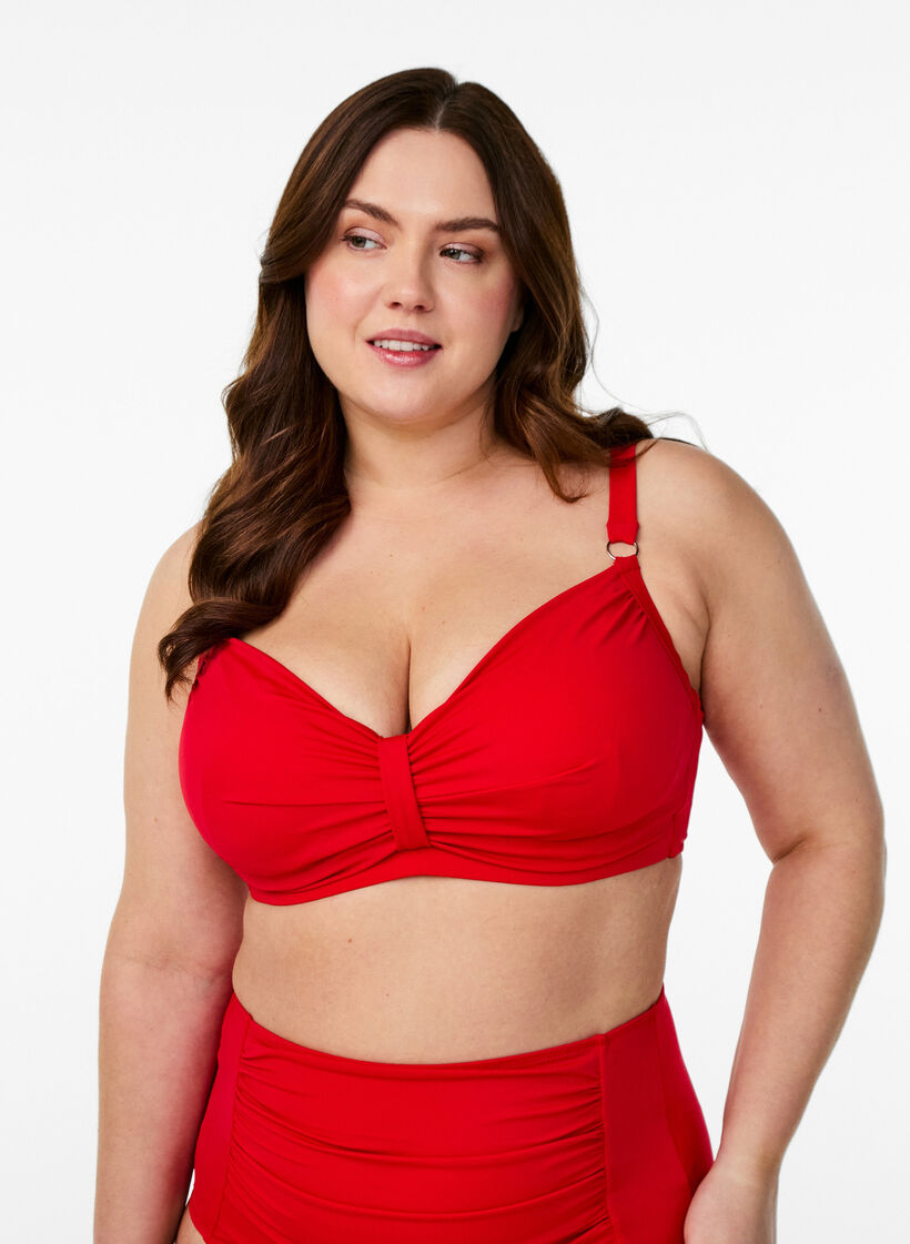 Soutien-gorge de bikini &agrave; armatures avec drap&eacute;, Rouge, Model image number 0