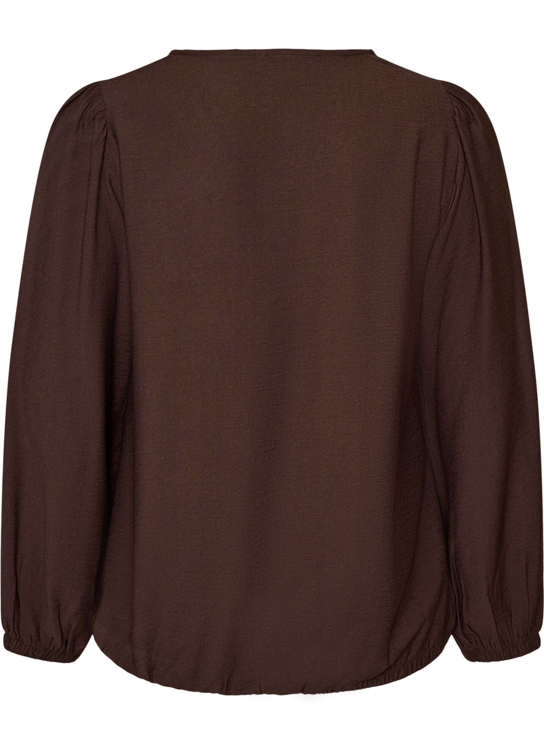 ZizziBlouse en viscose &agrave; col V et coupe ballon, Marron, Packshot image number 1