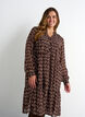 Robe &agrave; imprim&eacute; int&eacute;gral et volant superpos&eacute;, Marron, Model image number 2