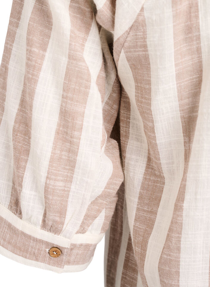 Tunique en coton avec un col en V, Beige, Packshot image number 3