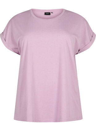 T-shirt à manches courtes en mélange de coton, Lavender Mist, Packshot image number 0