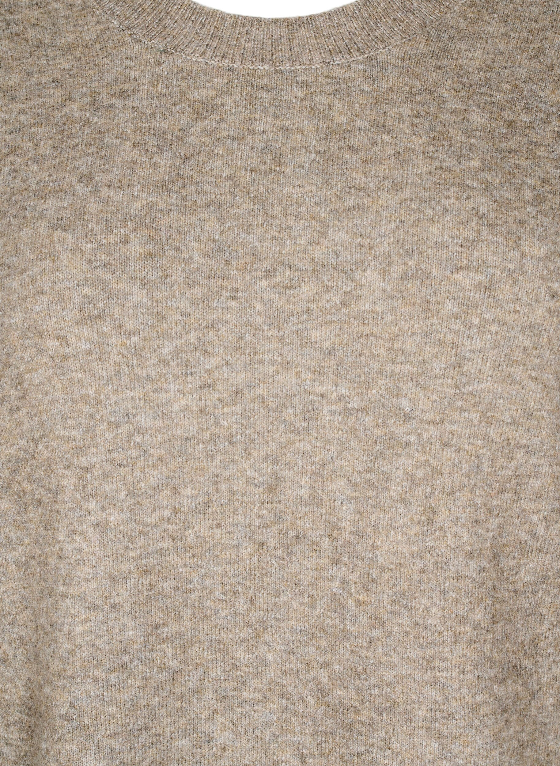 Zizzi Robe en tricot avec des fentes, Walnut Mel., Packshot image number 2