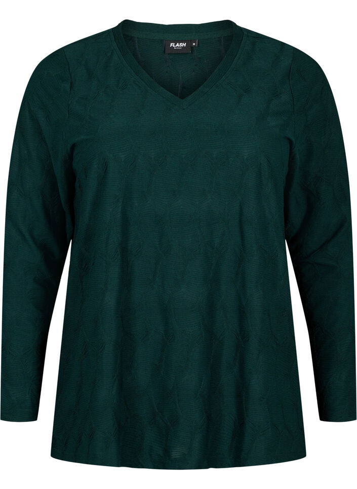 FLASH - Chemisier à manches longues structuré	, Scarab, Packshot image number 0