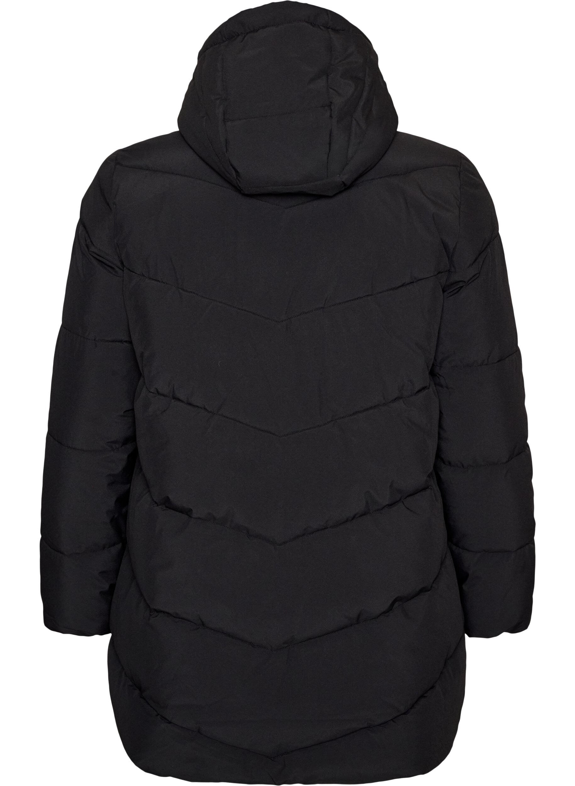 ZizziDoudoune mi-longue avec capuche, Noir, Packshot image number 1