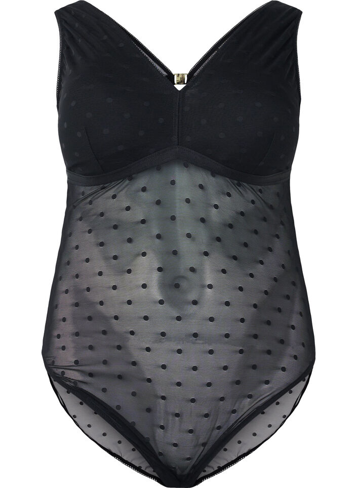 Body avec maille à pois et coussinets amovibles, Black, Packshot image number 0
