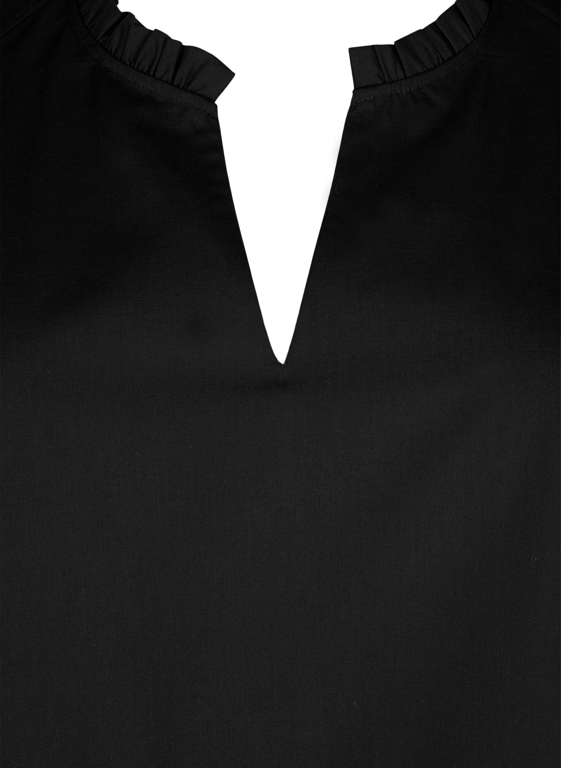 Zizzi Haut sans manches avec d&eacute;tails de nervure et de volants, Noir, Packshot image number 2