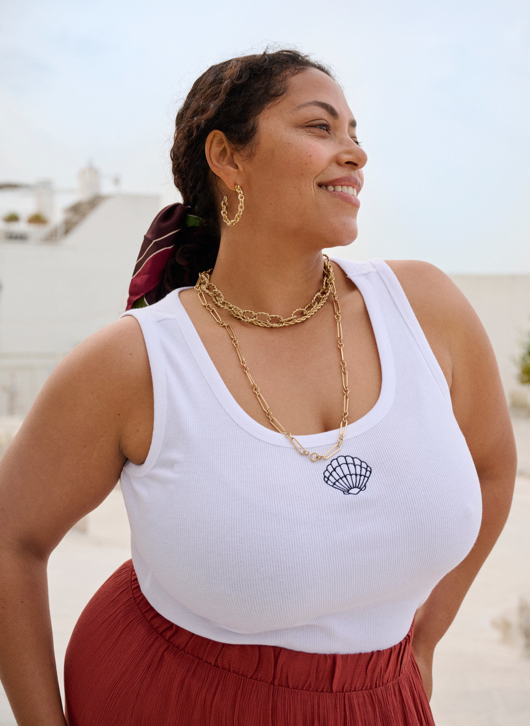 ZizziHaut ajust&eacute; avec motif, Blanc, Image image number 0