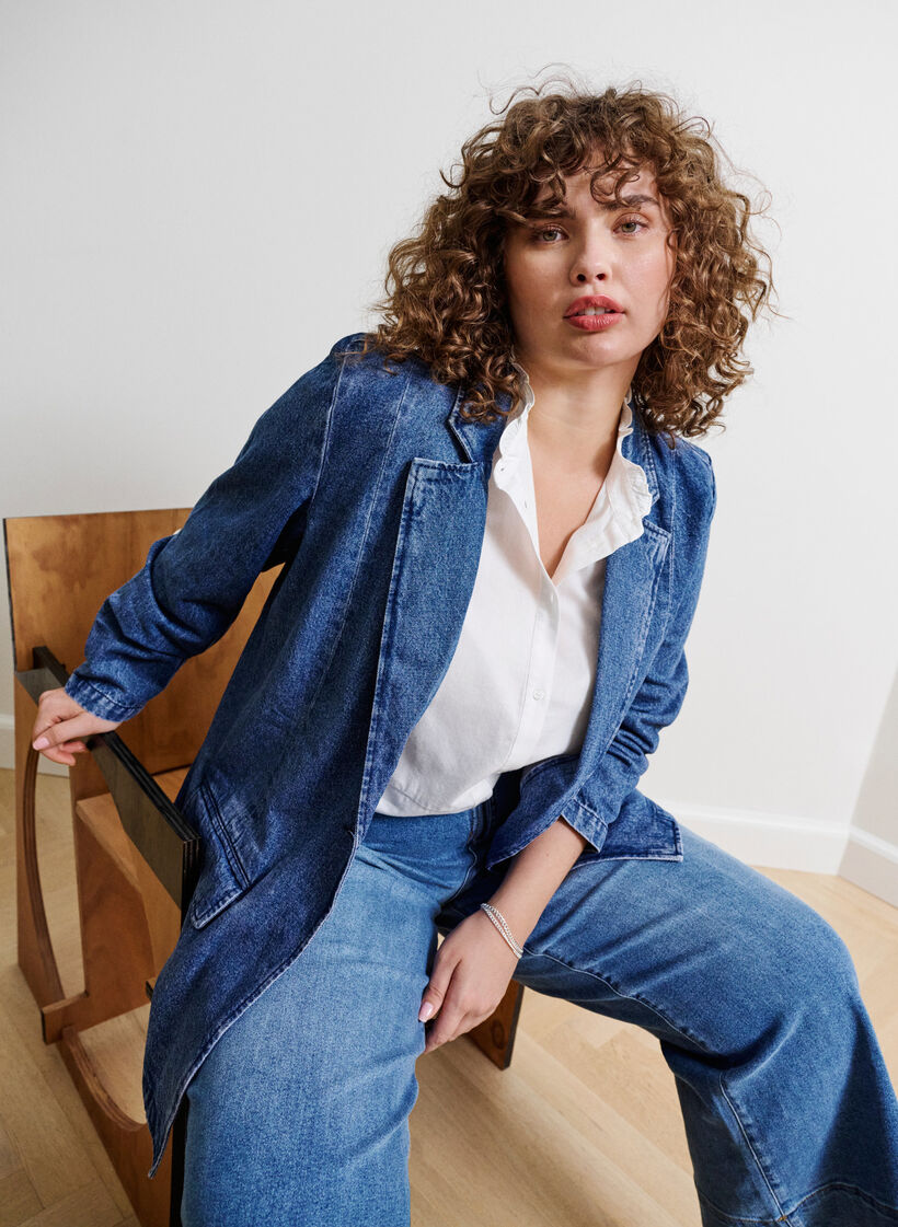 Blazer en jean avec poches, Blue Denim, Image image number 0