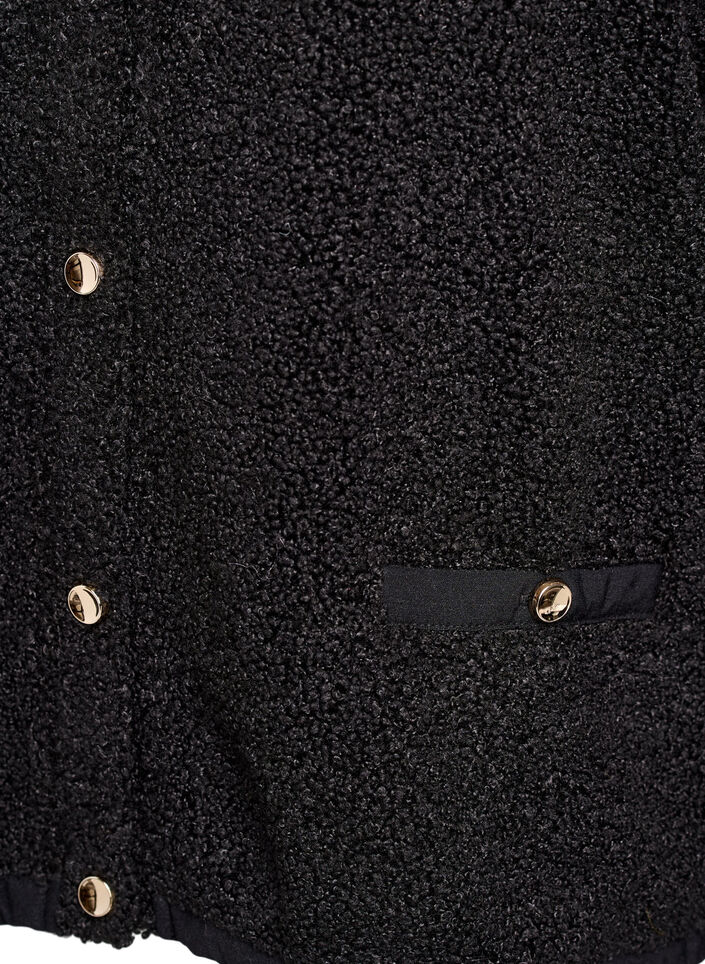 Cardigan teddy avec boutons dorés, Noir, Packshot image number 3