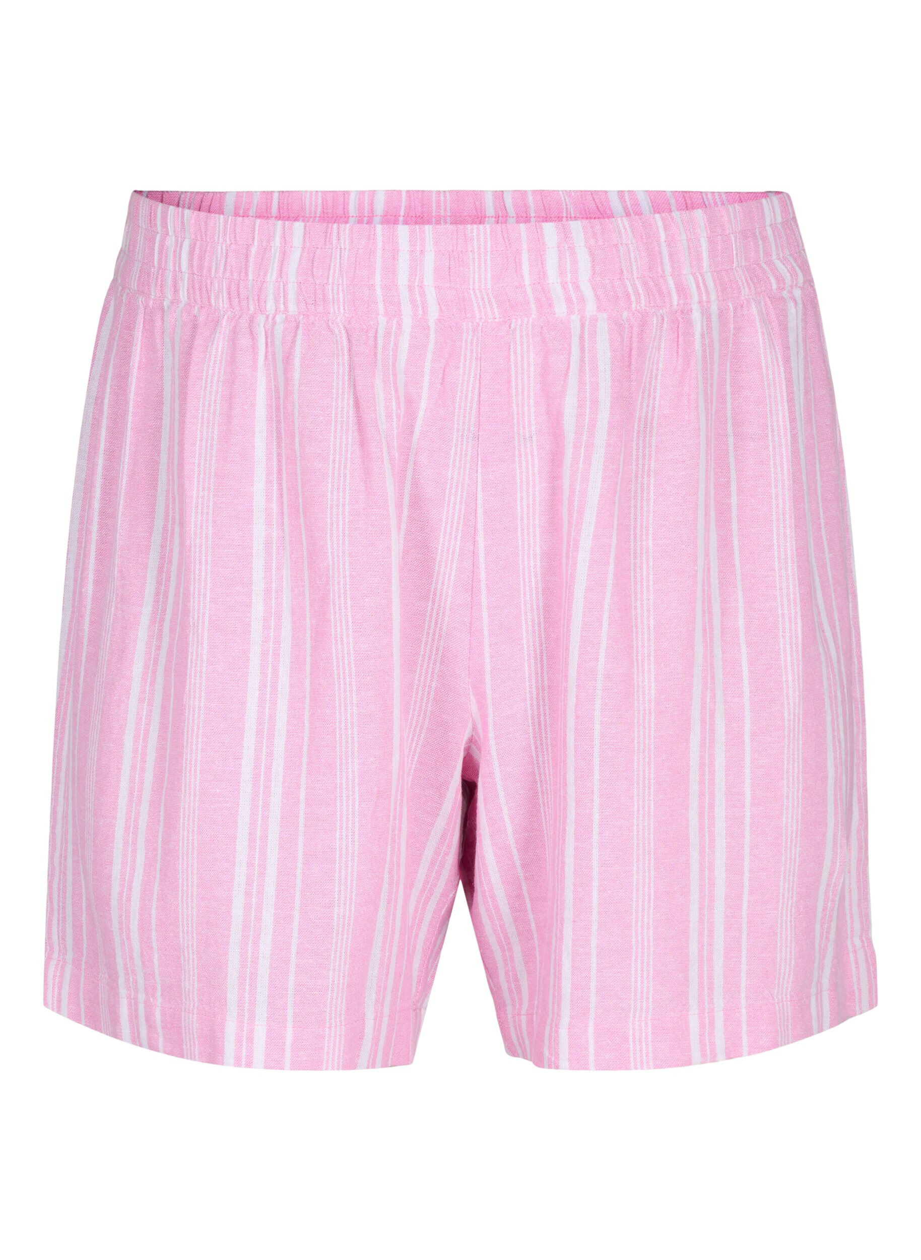 Zizzi Short ray&eacute; en m&eacute;lange de lin et de viscose, Rose, Packshot image number 0