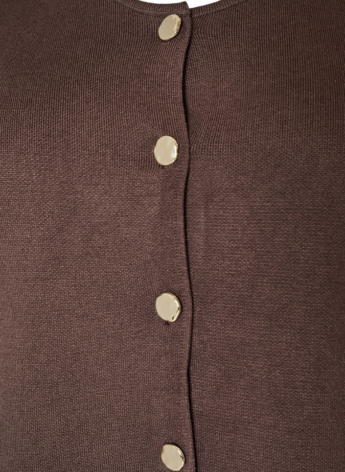 Gilet en maille sans manches avec boutons d&eacute;coratifs, Marron, Packshot