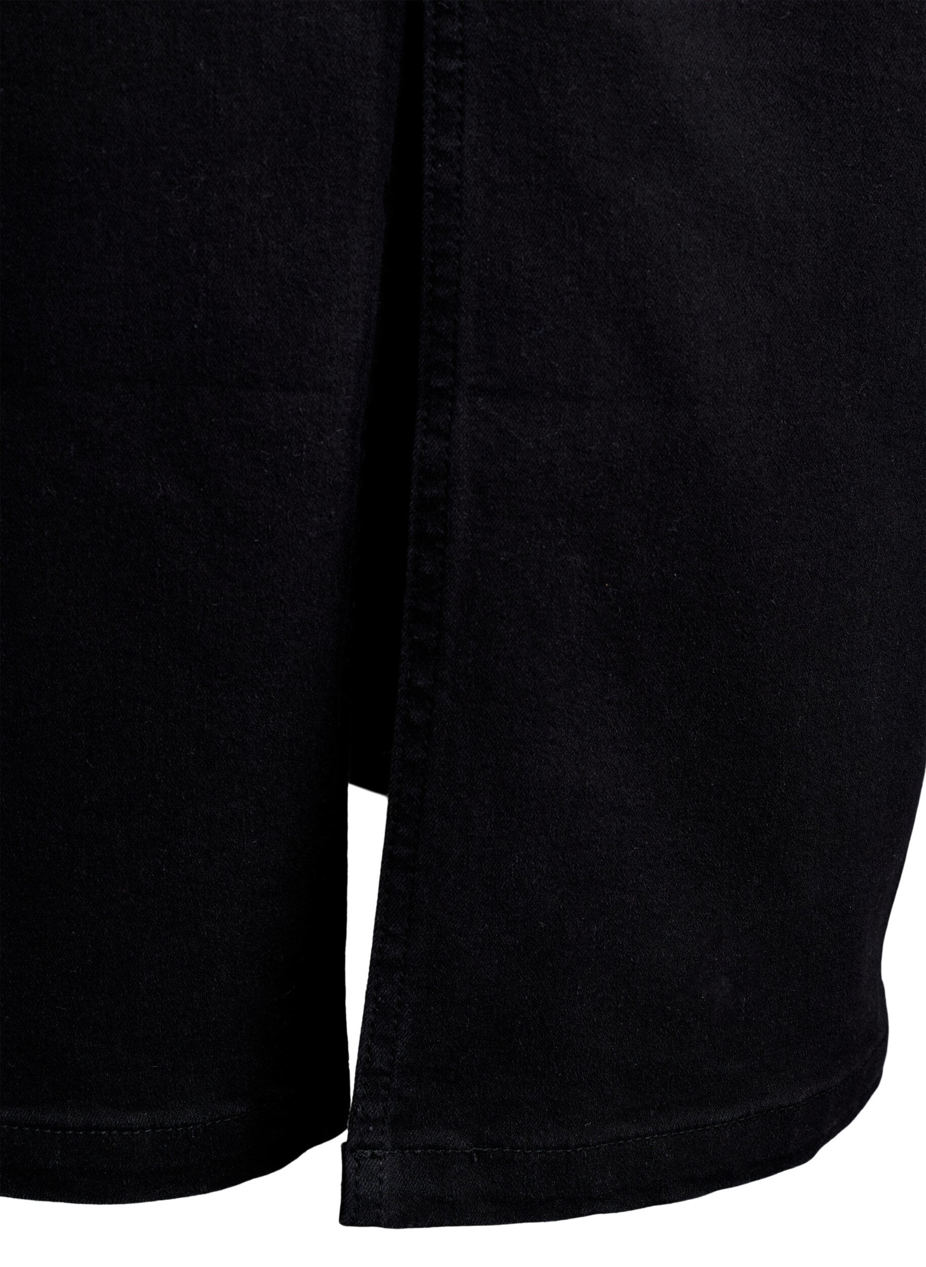Zizzi FLASH - Jupe mi-longue en denim avec une fente &agrave; l&rsquo;avant, Noir, Packshot image number 4