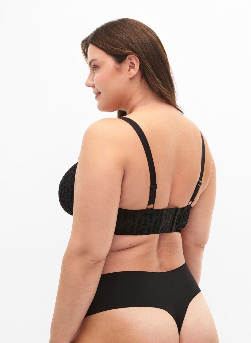 Soutien-gorge intégral avec texte imprimé, Black, Model image number 1