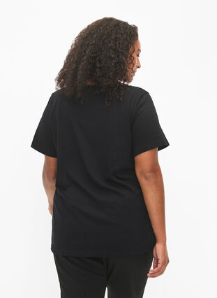 T-shirt à paillettes en coton, Black w. Love, Model image number 1