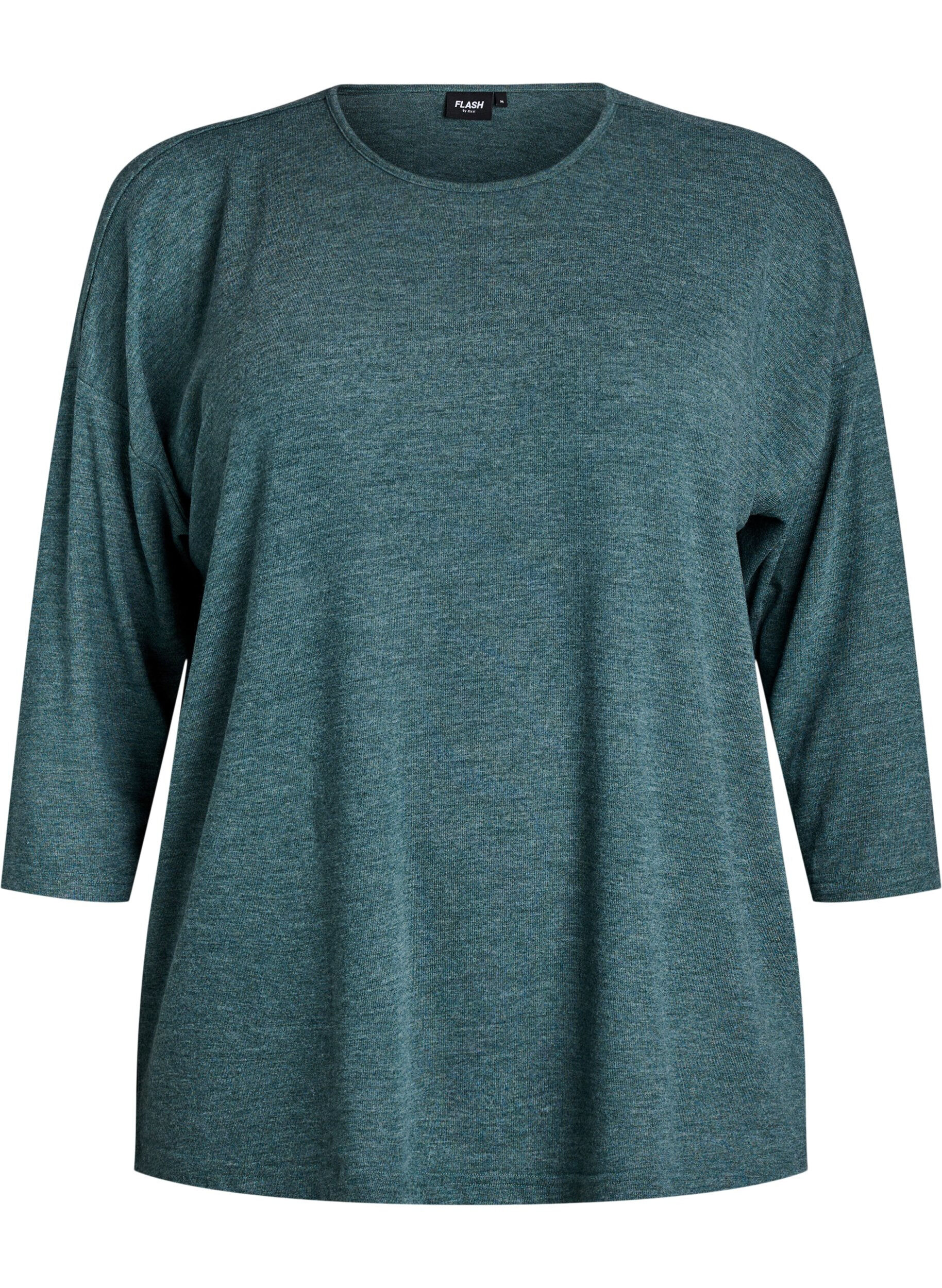 Zizzi Blouse en jersey avec manches 3/4, Vert fonc&eacute;, Packshot image number 0