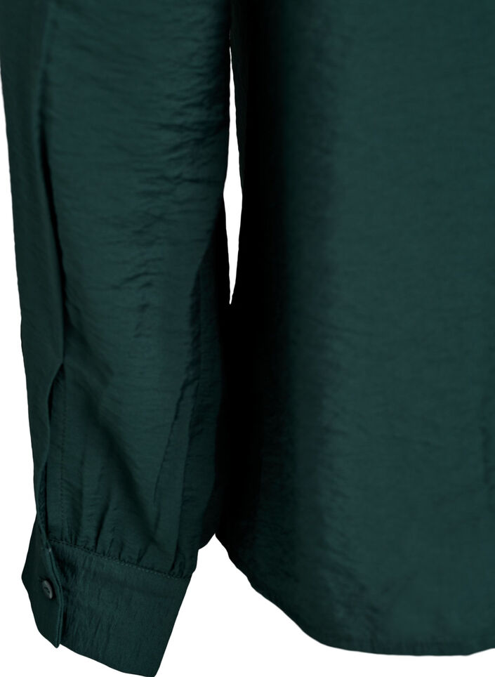 Blouse avec col en V et bandes brodées, Vert foncé, Packshot image number 3