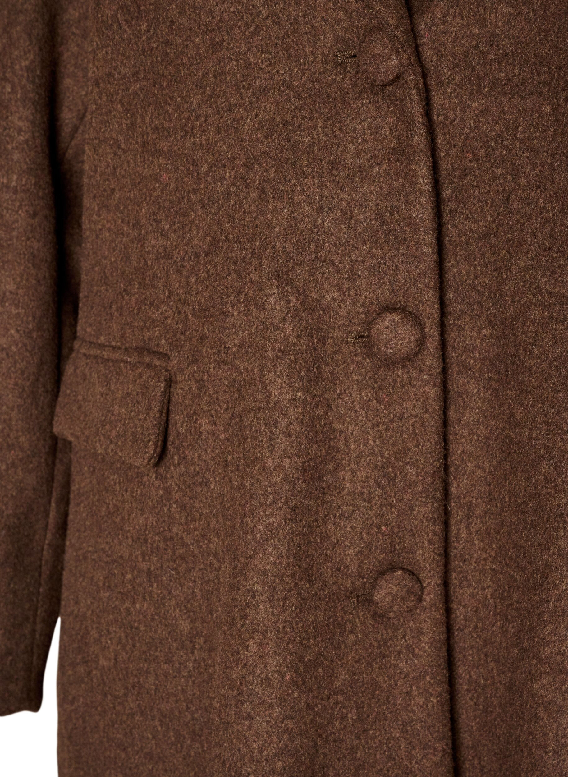 ZizziManteau en m&eacute;lange de laine avec revers et boutons, Marron, Packshot image number 2