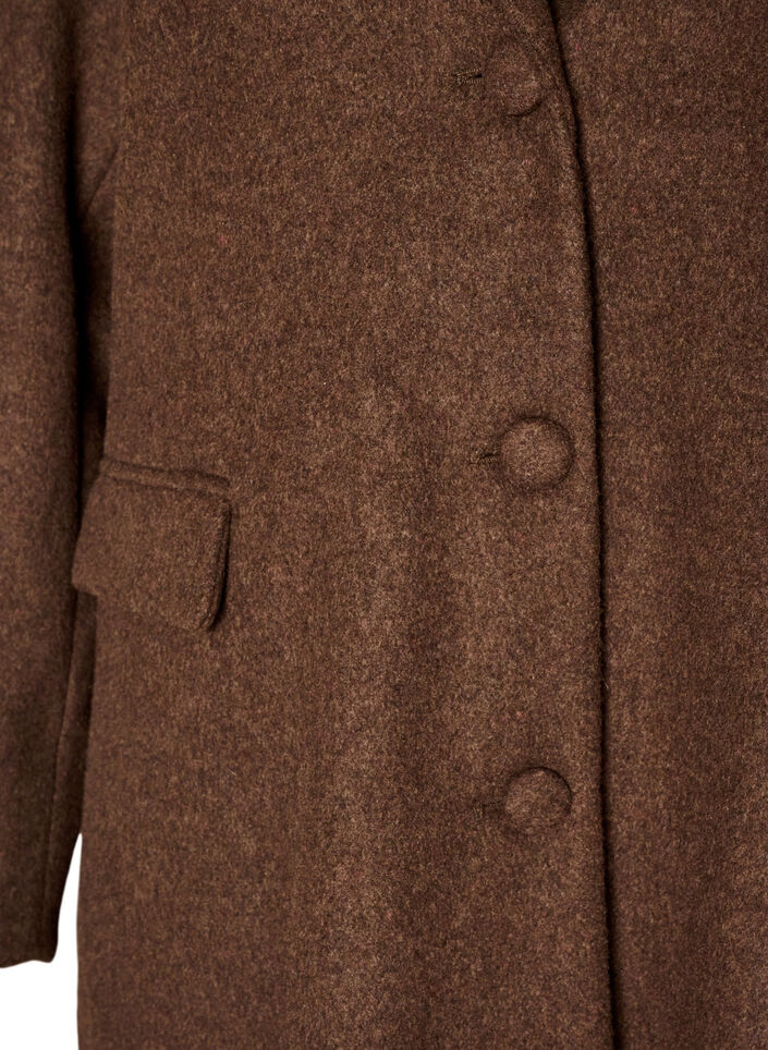 Manteau en m&eacute;lange de laine avec revers et boutons, Marron, Packshot image number 2