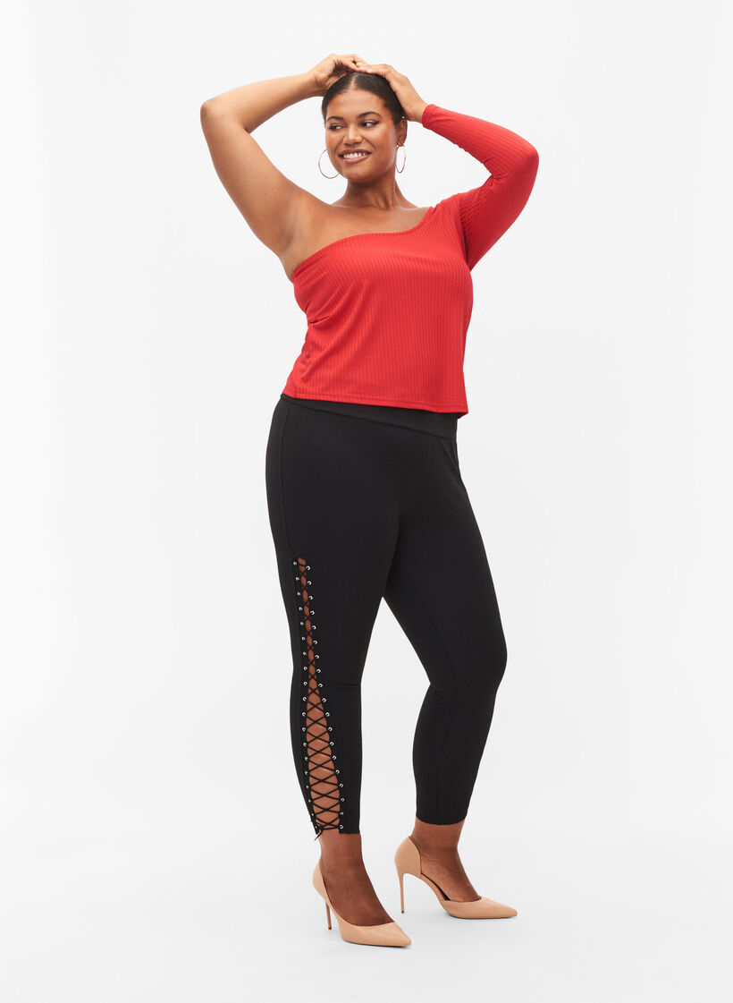 Blouse à une épaule, Tango Red, Model image number 3