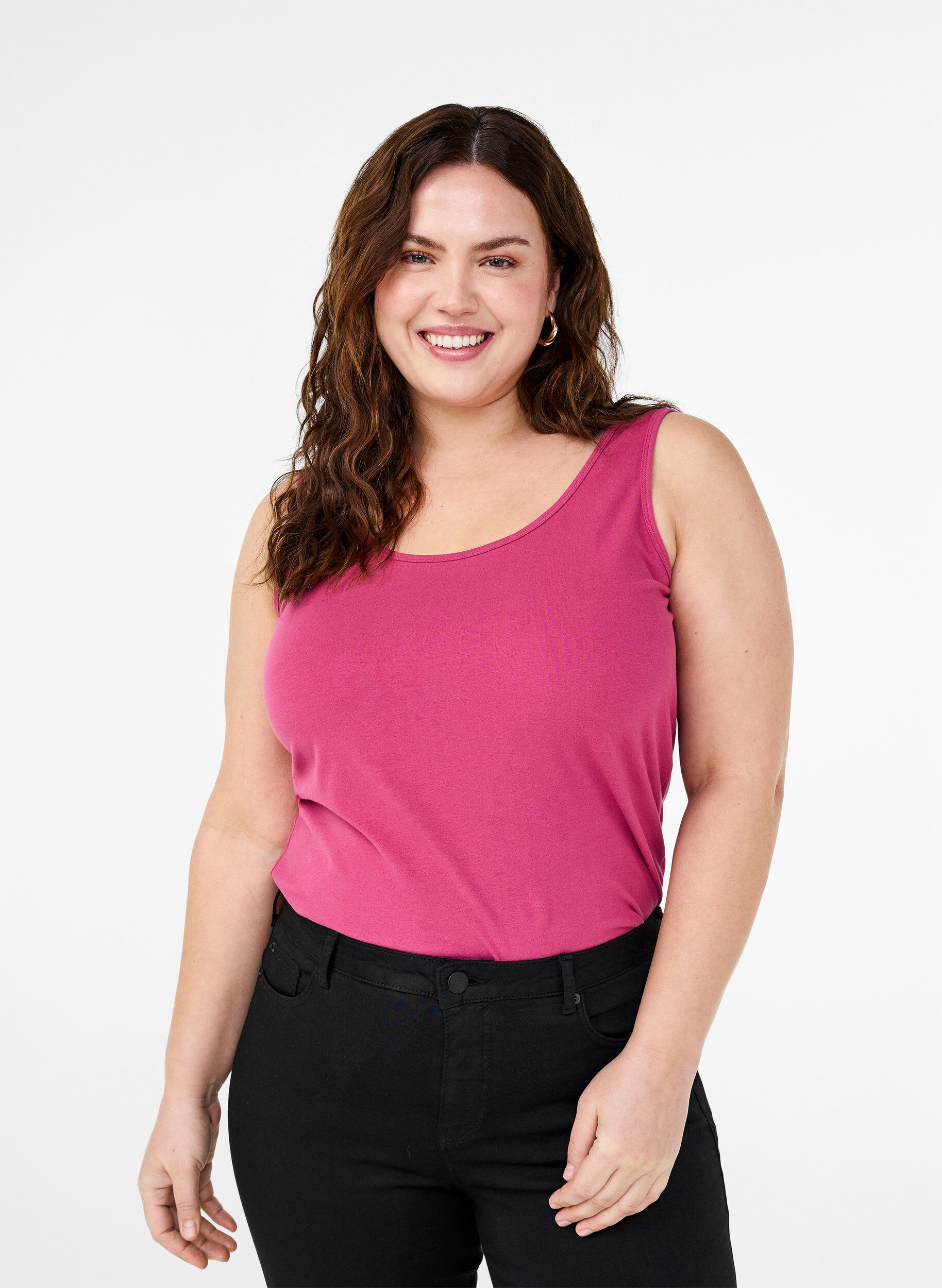 Top basique de couleur unie en coton, Bordeaux, Model