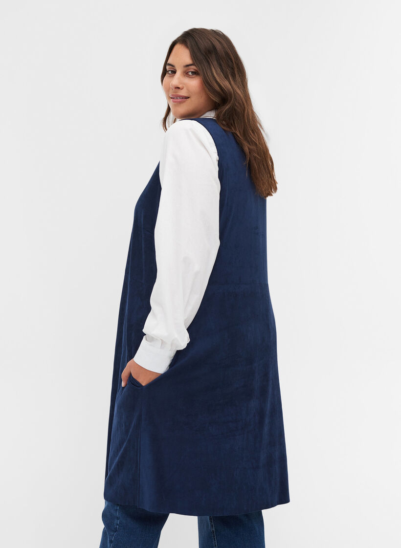 Robe sans manches en forme de trapèze, Dark Blue, Model image number 1