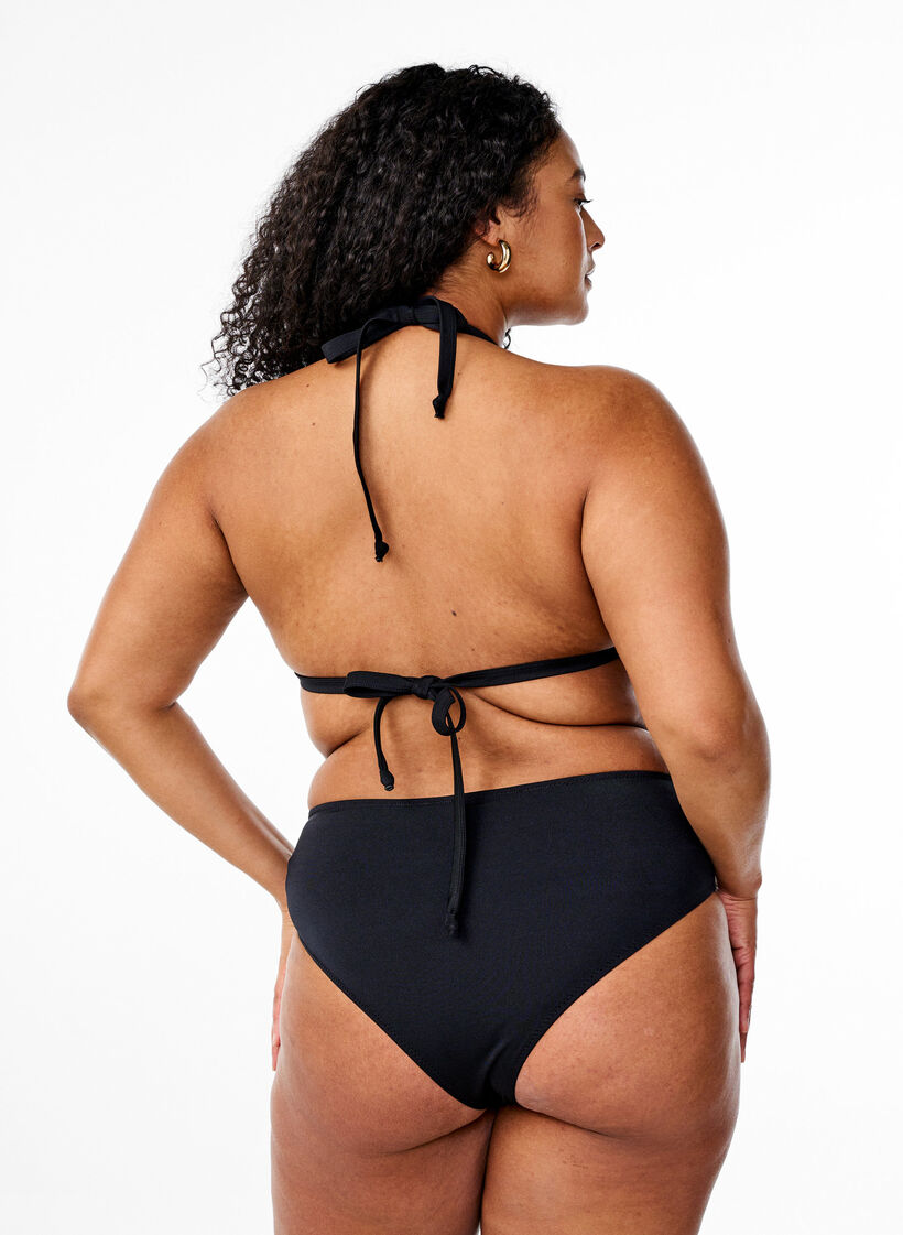 Bas de bikini de couleur unie avec taille r&eacute;guli&egrave;re, Noir, Model image number 1