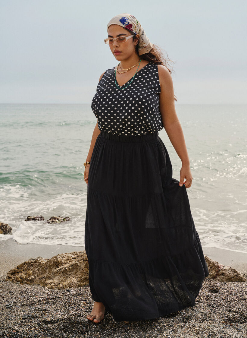Jupe longue &agrave; taille &eacute;lastiqu&eacute;e, Noir, Image image number 0